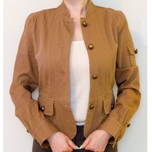 Brown Cotton Blazer with Brass Buttons